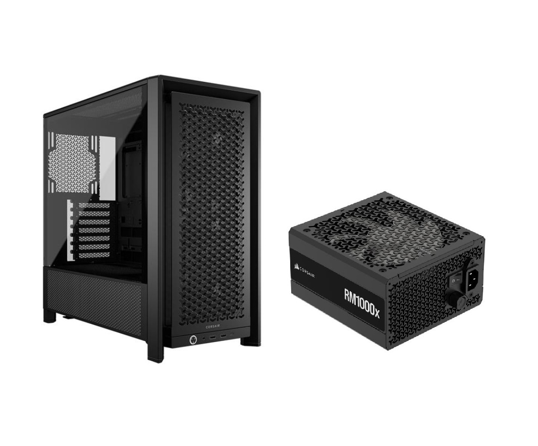 CORSAIR FRAME 4000D RS Modular Mid-Tower PC Case, Black + RM1000x PSU