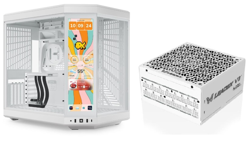 HYTE Y70 Touch Infinite , Snow White PC Case + Super Flower Leadex VII 1000W, White Power Supply