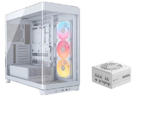 CORSAIR FRAME 4500X LX-R RGB LINK PC Case + RM1000e PSU, White