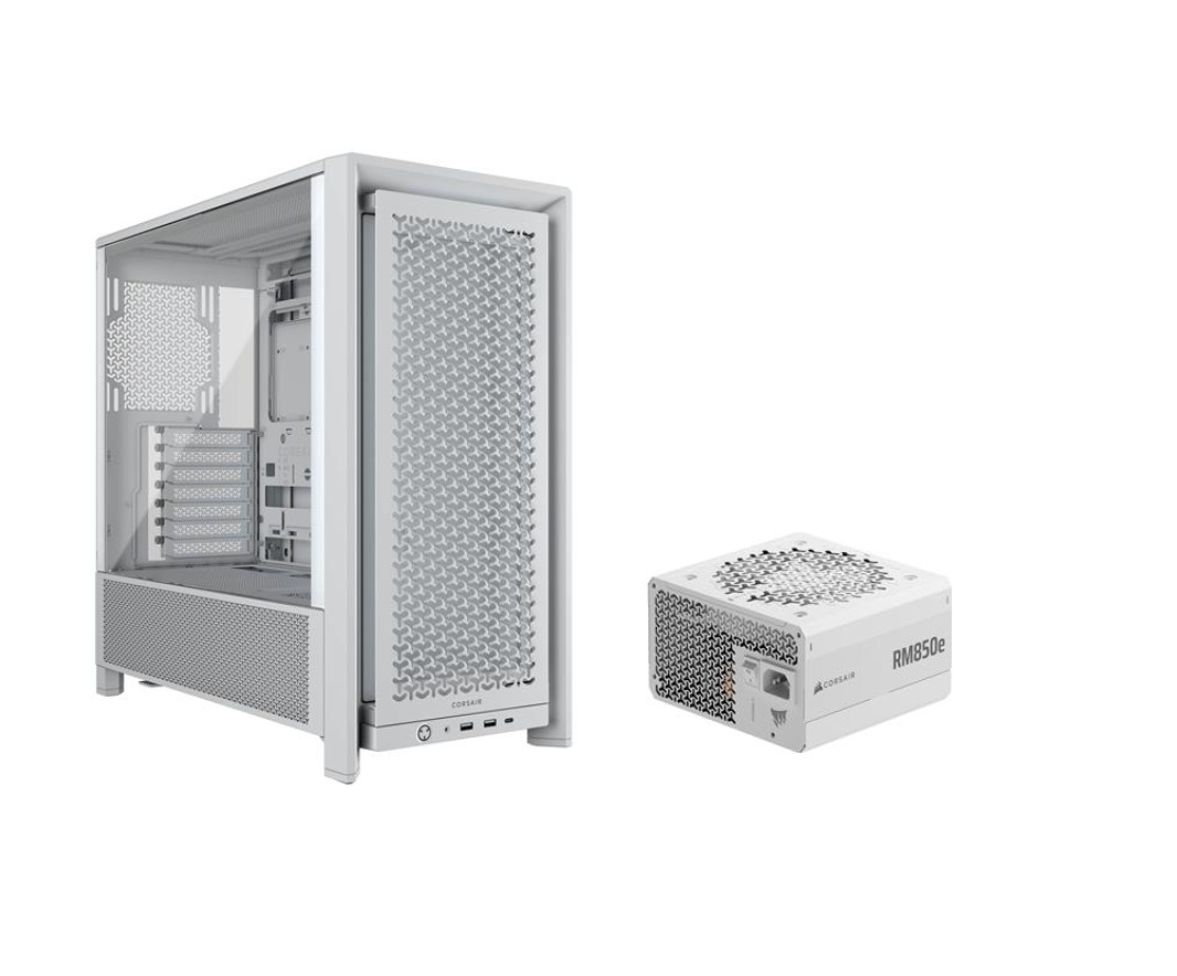CORSAIR FRAME 4000D RS PC Case + RM850e PSU, White