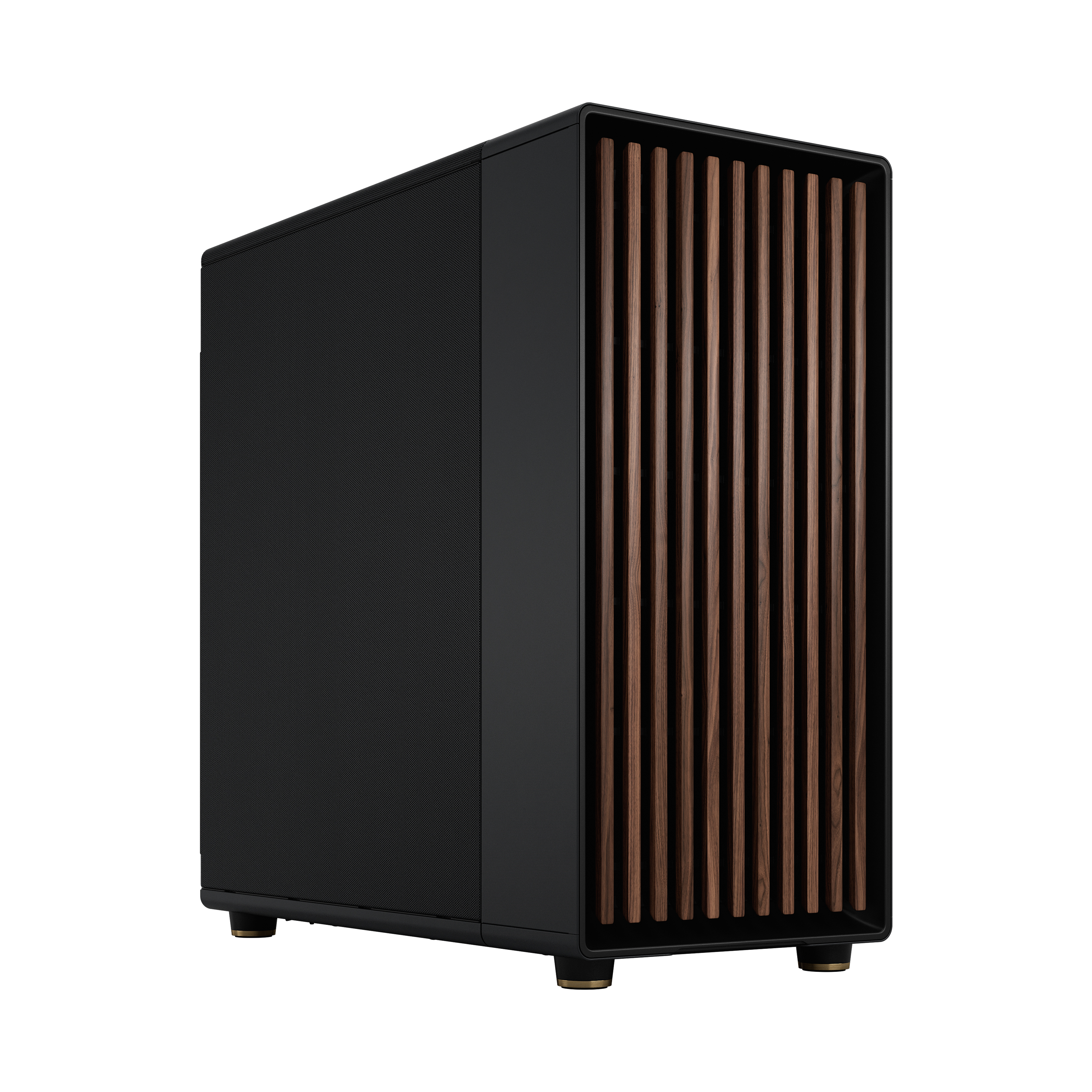FRACTAL DESIGN North XL Boîtier d'ordinateur mi-tour, Châssis noir charbon avec façade en noyer et panneau latéral en maille