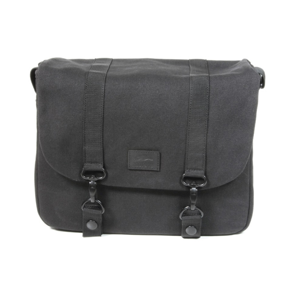 Roots 73 Black Flannel Collection Large Messenger | Holds 1x Mirrorless or DSLR, 1-2 Lenses & Accessories | Rubber Feet | Adjus
