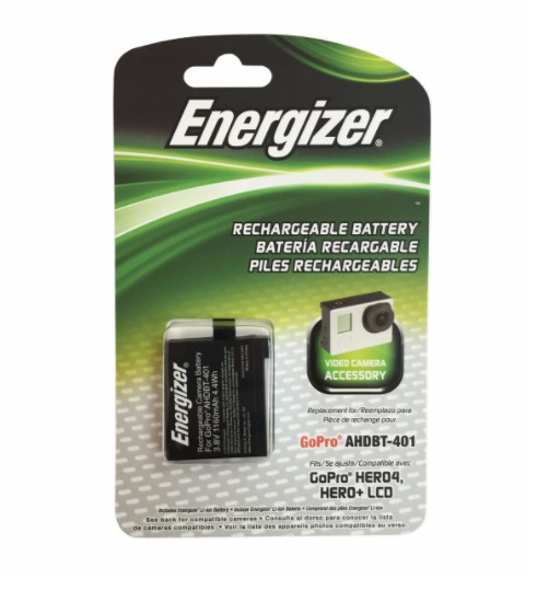 La pile de remplacement numérique Energizer ENV-GP4 pour GoPro AHDBT-401