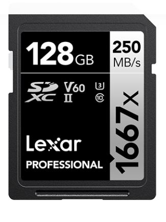 LEXAR Professional 1667x 128 Go SDXC UHS-II U3 V60 C10 - Carte SD