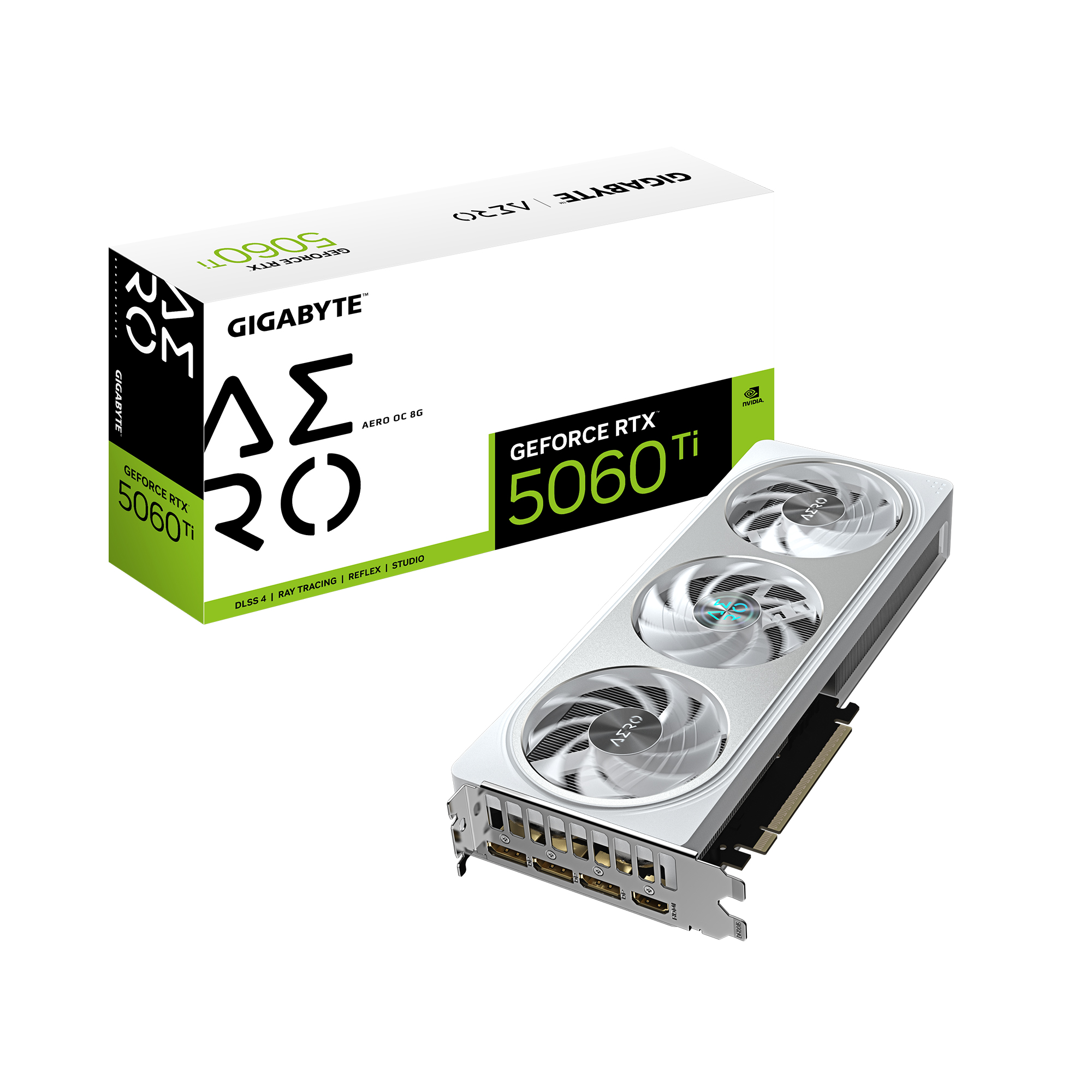 GIGABYTE GeForce RTX 5060 Ti AERO OC 8G Graphics Card, 8GB 128-bit GDDR7, PCIe 5.0, WINDFORCE cooling system, GV-N506TAERO OC-8