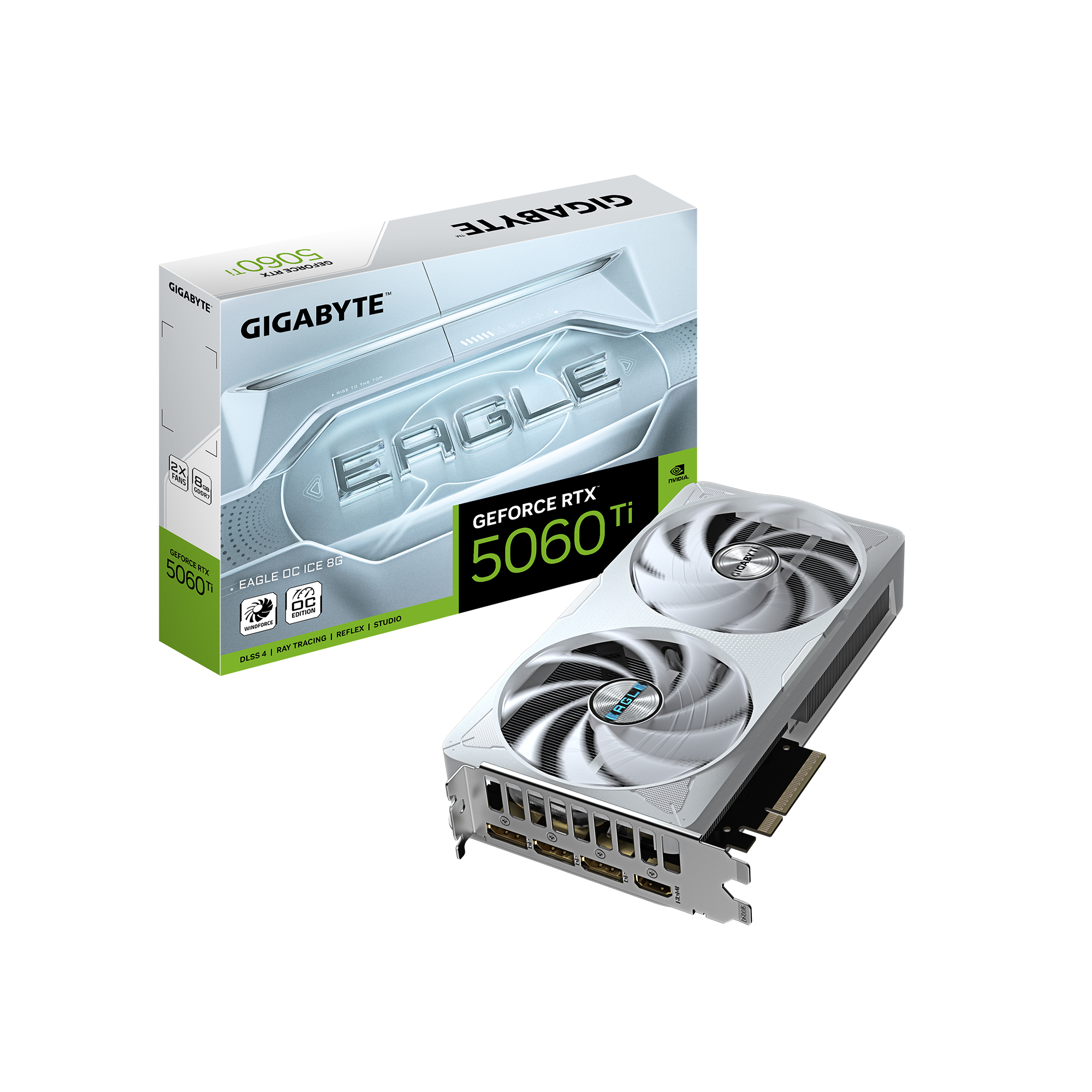 GIGABYTE GeForce RTX 5060 Ti EAGLE OC ICE 8G Graphics Card, 8GB 128-bit GDDR7, PCIe 5.0, WINDFORCE cooling system, GV-N506TEAGL