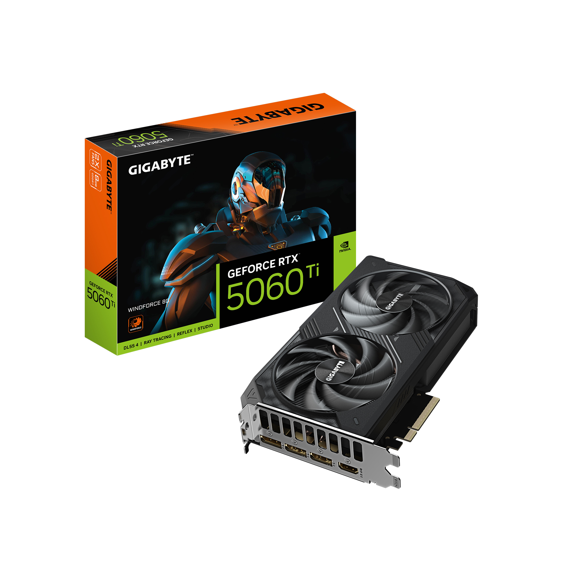 GIGABYTE GeForce RTX 5060 Ti WINDFORCE 8G Graphics Card, 8GB 128-bit GDDR7, PCIe 5.0, WINDFORCE cooling system, GV-N506TWF2-8GD