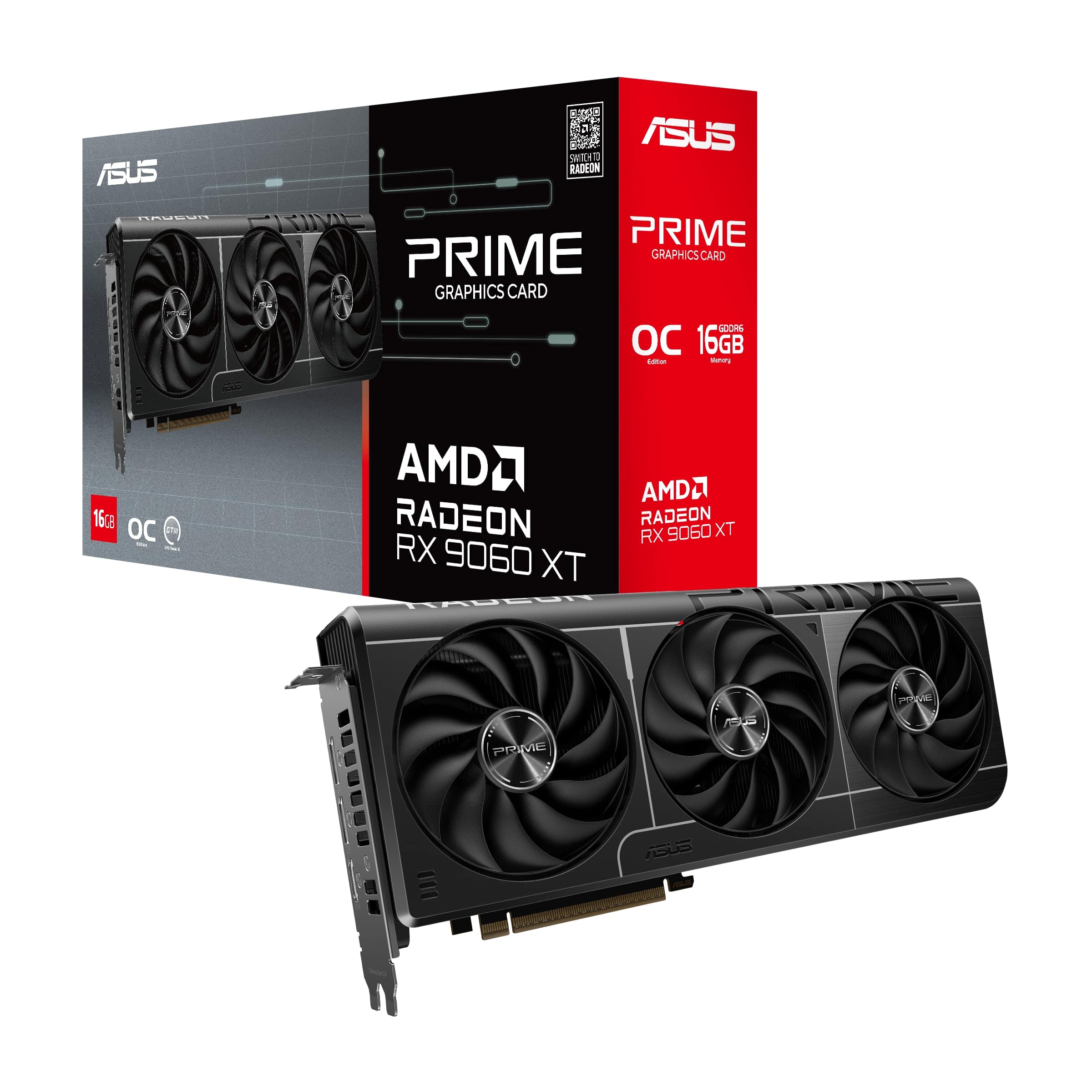 ASUS Prime Radeon RX 9060 XT 16GB GDDR6 OC Edition Graphics Card