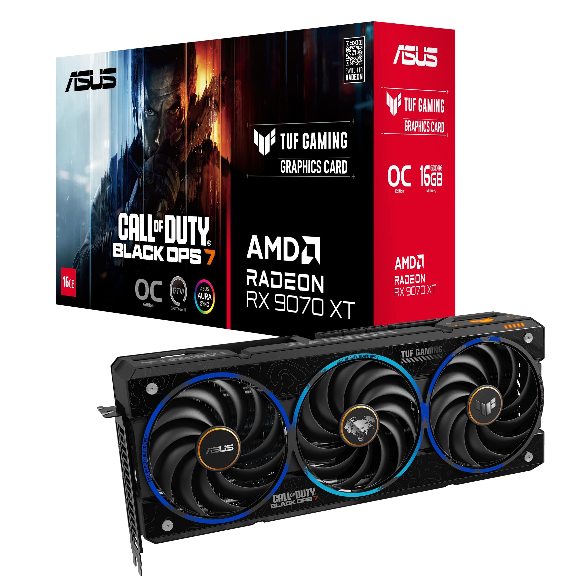 ASUS TUF Gaming Radeon RX 9070 XT COD BO7 GDDR6 Trois ventilateurs