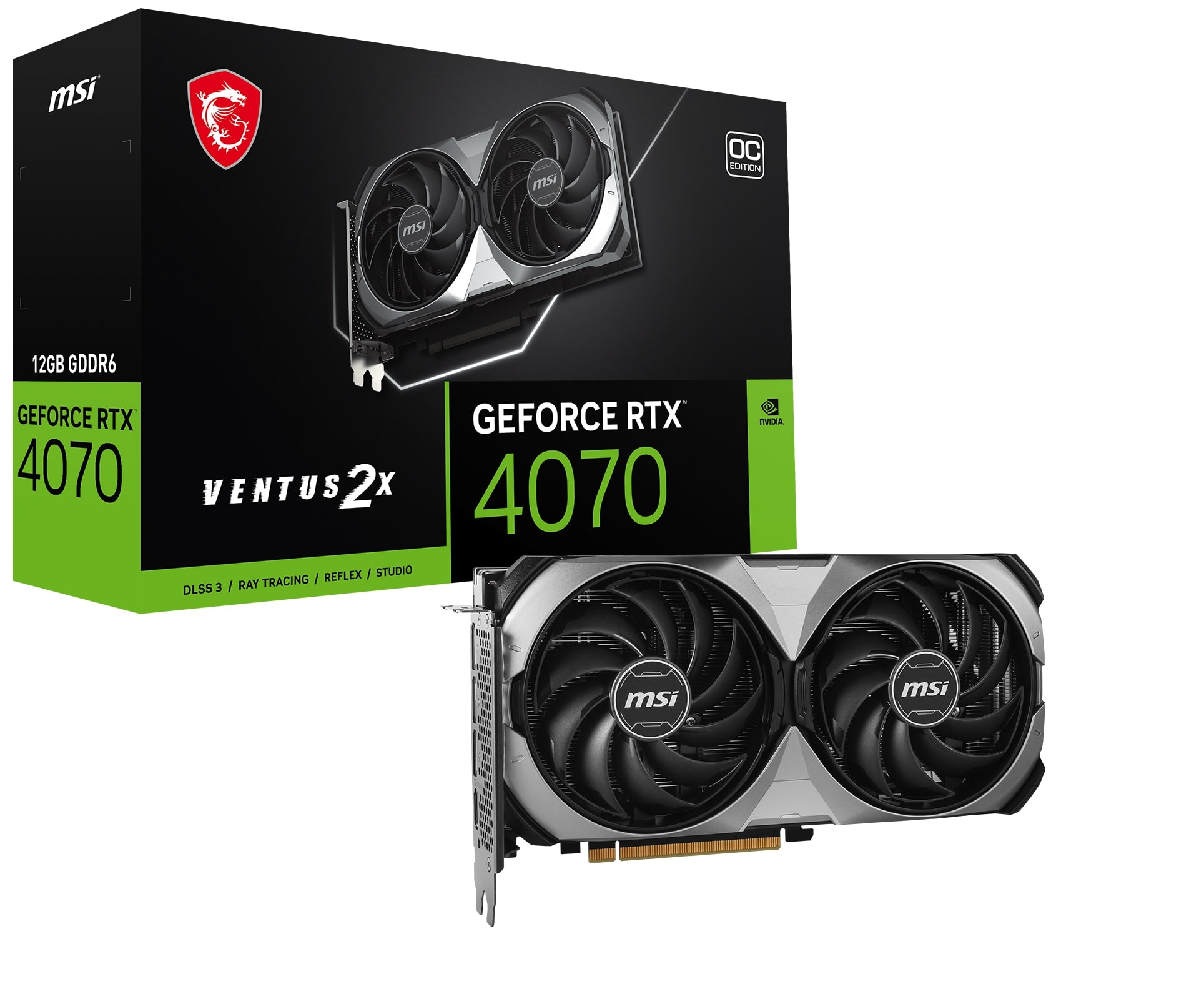 MSI GEFORCE RTX 4070 VENTUS 2X E1 12G OC, GDDR6 12GB