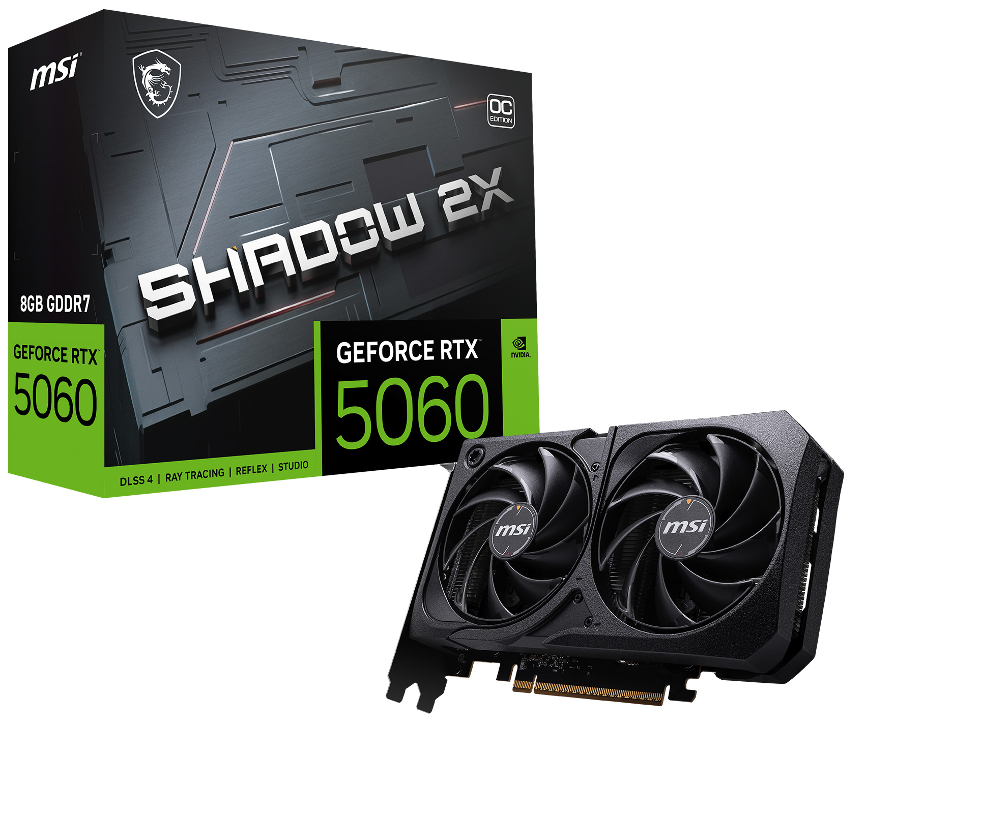 MSI GeForce RTX 5060 8G SHADOW 2X OC, GDDR7 8 Go, PCI-E 5.0, 128 bits,
