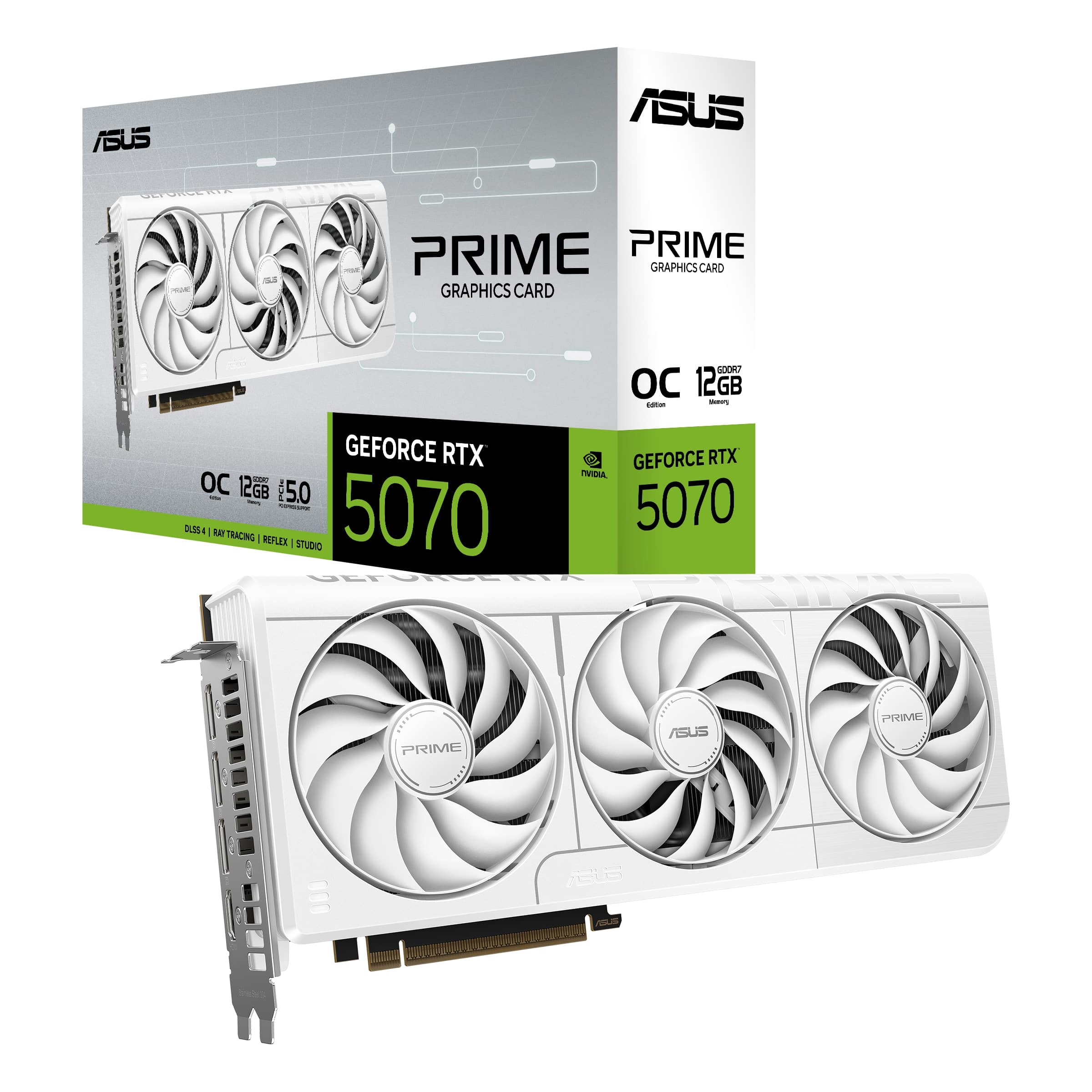 ASUS PRIME GeForce RTX 5070 White OC Edition GDDR7 Triple Fans