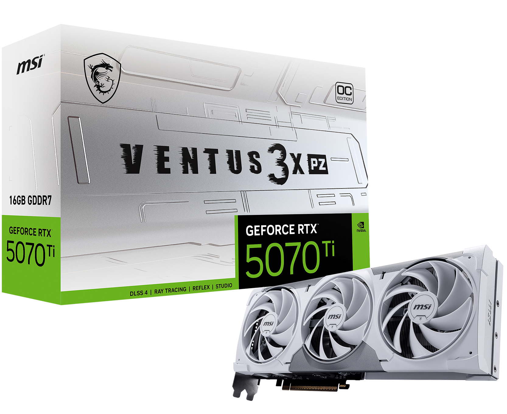 MSI GeForce RTX 5070 Ti 16G VENTUS 3X PZ, 16 Go GDDR7Carte graphique