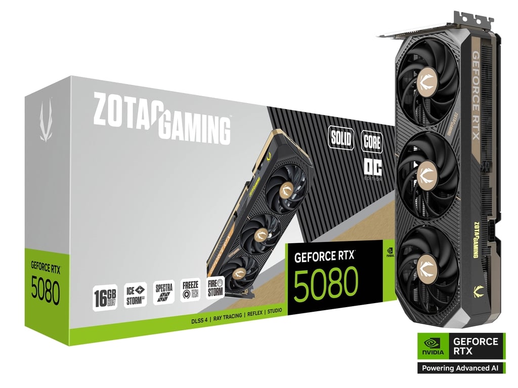 ZOTAC GeForce RTX 5080 SOLID CORE OC 30 Gbps Triple Fans