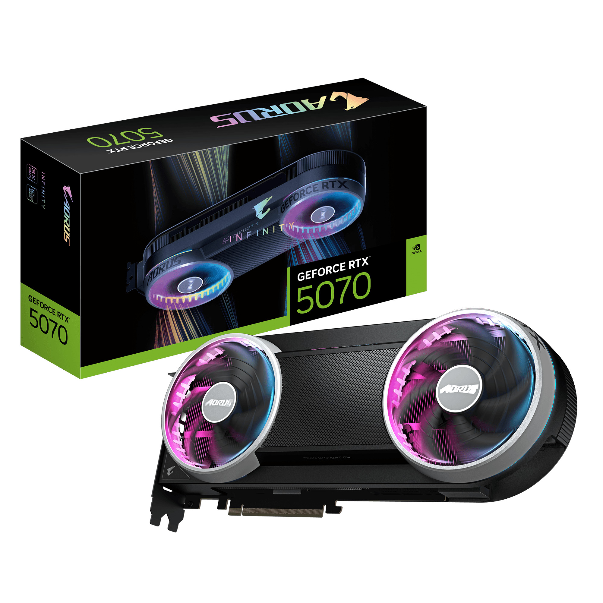 GIGABYTE AORUS GeForce RTX 5070 INFINITY GDDR7 Trois ventilateurs