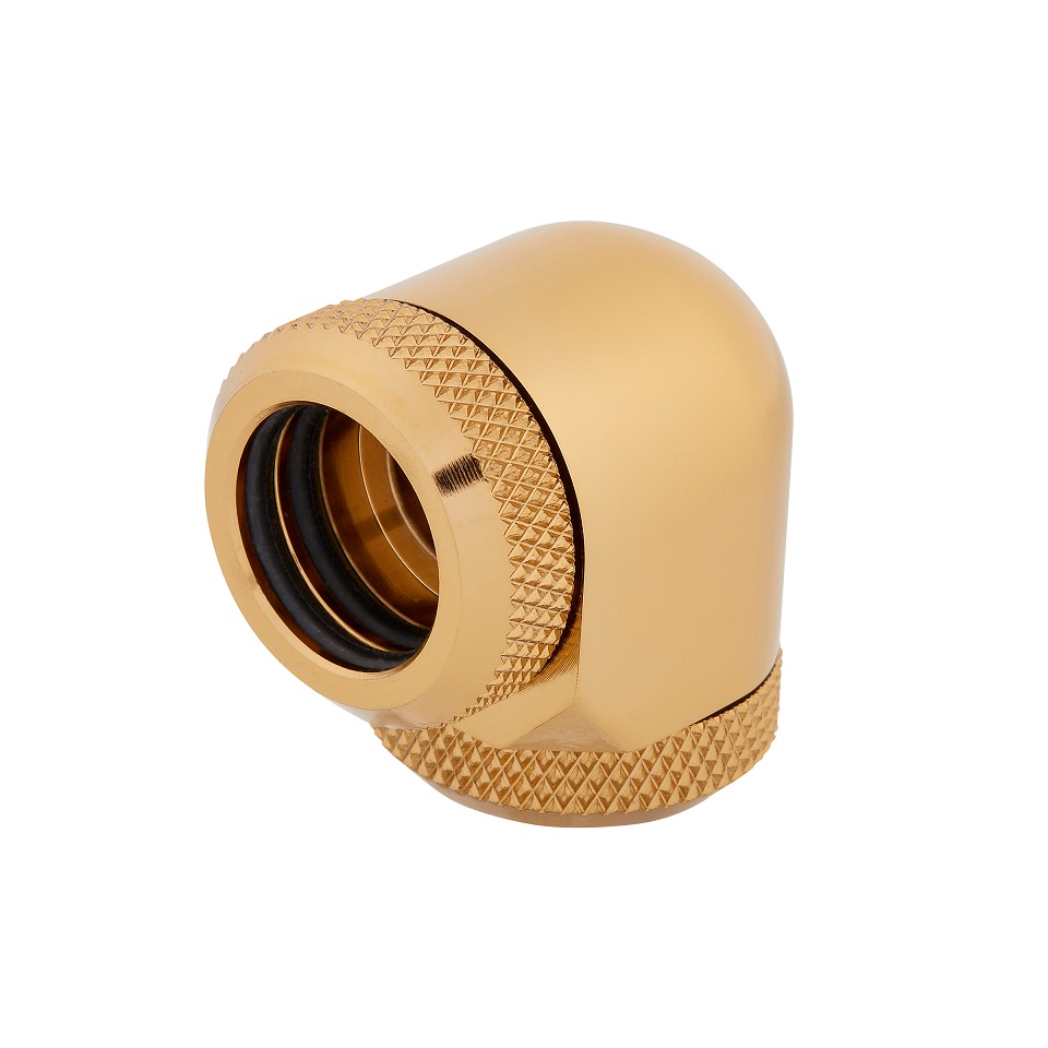 CORSAIR Fitting (hard tube),XF Hardline 2-pack (90° Angled 14mm OD compression; gold)