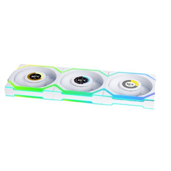 LIAN LI UNI FAN SL WIRELESS RGB LCD White 3x 12cm Fan Pack with Controller