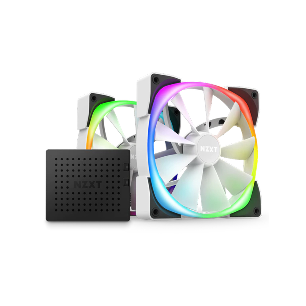Ensemble de démarrage double NZXT Aer RGB 2 140 mm et contrôleur de ventilateur (blanc)
