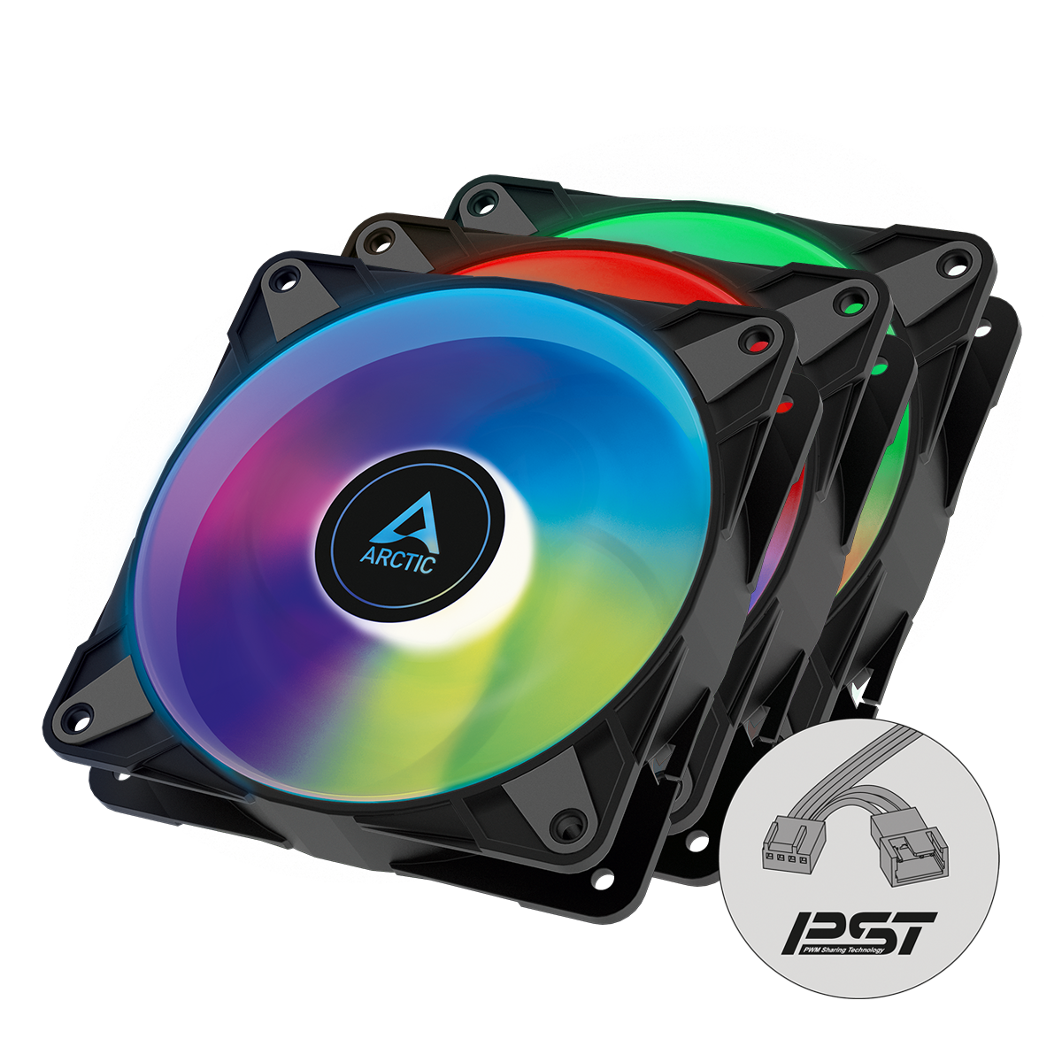 Arctic P12 PWM PST A-RGB 0dB (Noir) 120mm Ventilateur de boîtier à pression optimisée | Vitesse contrôlée PWM avec PST | Ecl...