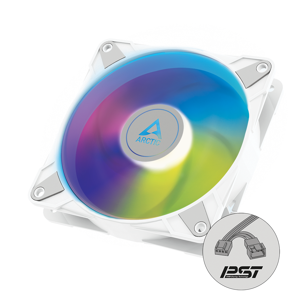 Arctic P12 PWM PST A-RGB 0dB (White) – 120mm Pressure optimized case fan | PWM controlled speed with PST | A-RGB illuminatio...
