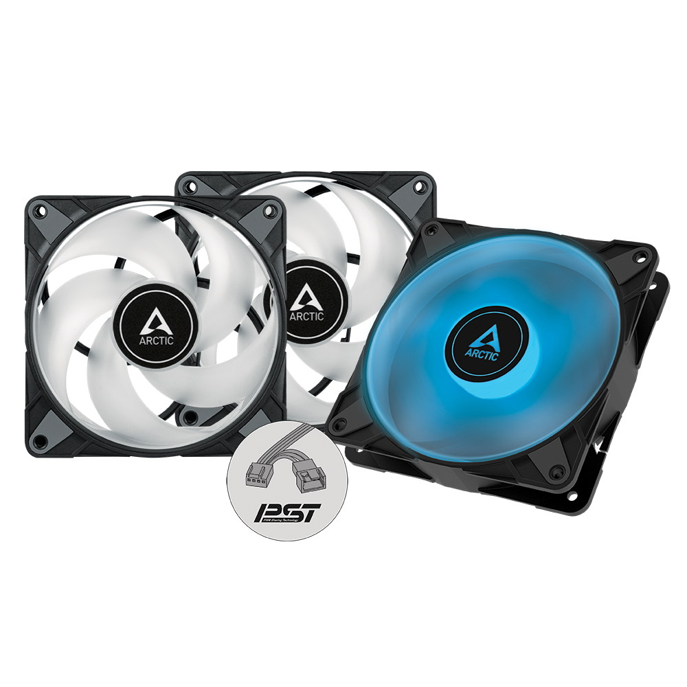 Arctic P12 PWM PST RGB 0dB – 120mm Pressure optimized case fan | PWM controlled speed with PST | RGB illumination - Pack of 3pc