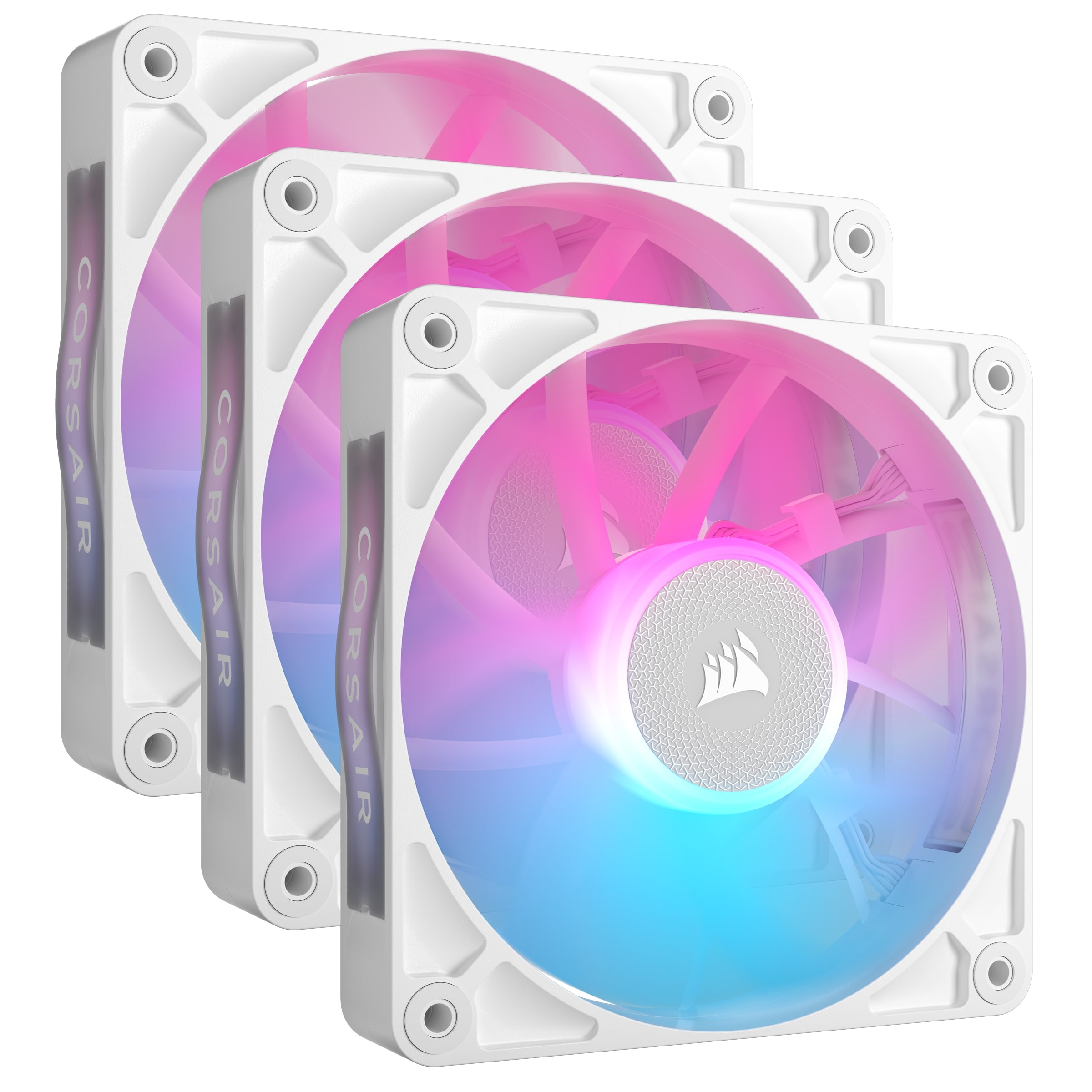 CORSAIR Série RX, iCUE LINK RX120 RGB Ventilateur 120mm, Blanc, Paquet de 3