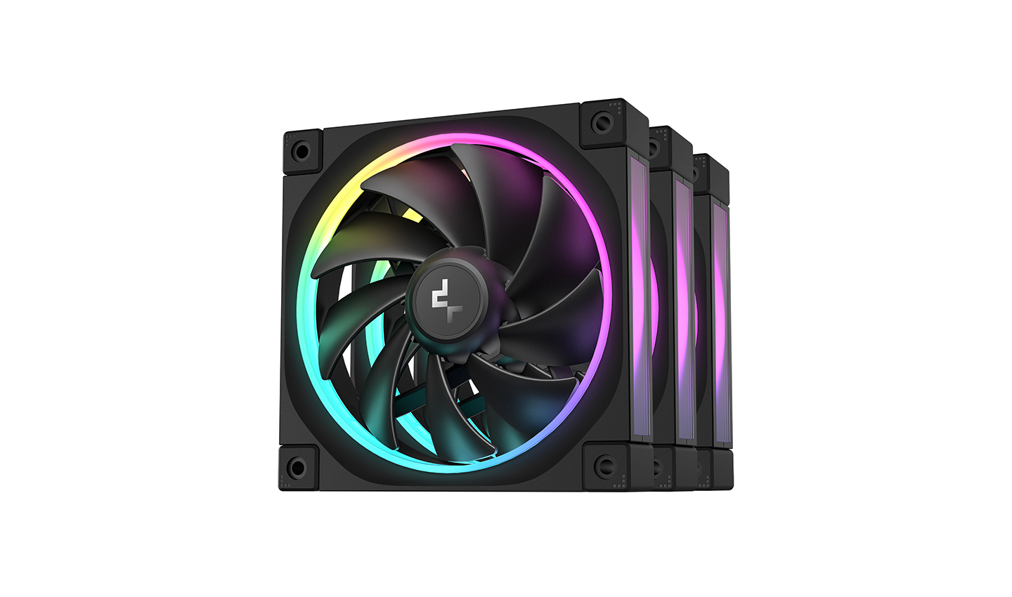 DeepCool FL12 3IN1, Ventilateurs ARGB Gen 2 hautes performances 120 mm, Noir, Chaîne en guirlande PWM, Lot de 3
