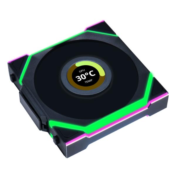LIAN LI UNI FAN SL WIRELESS RGB LCD Reverse Black Color Single Pack 12cm Fan Pack without Controller (Reverse Blade )