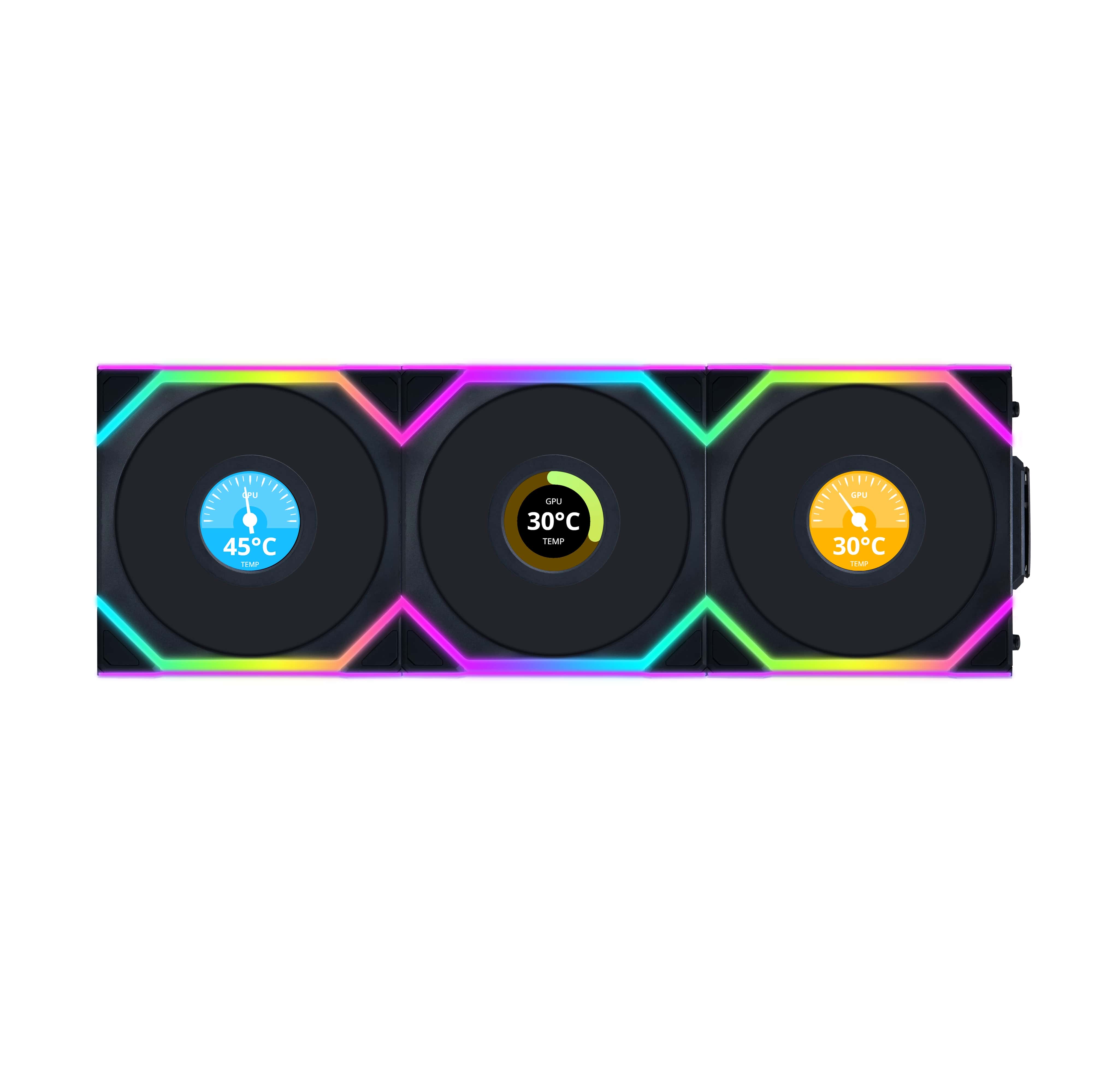 LIAN LI UNI FAN SL WIRELESS RGB Lame inversée Couleur noire 3x 12 cm Pack de ventilateurs avec contrôleur (Lame inversée)