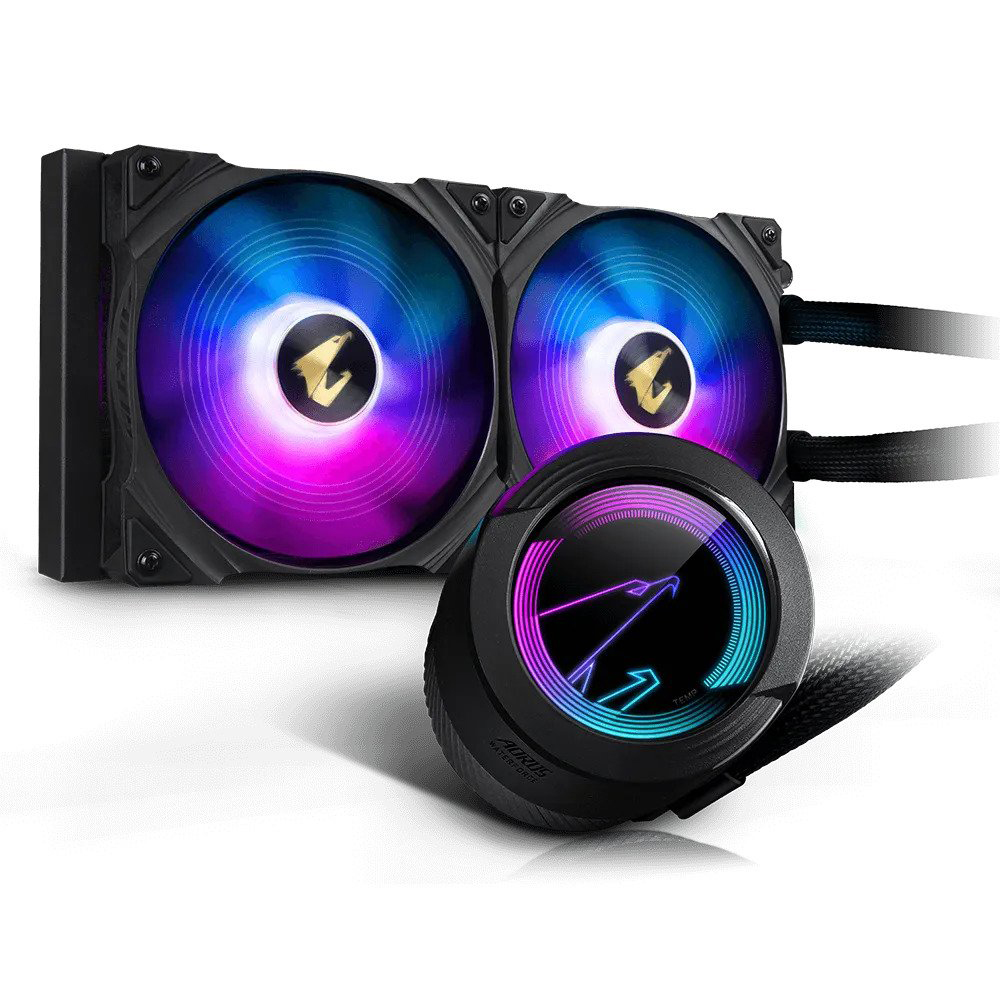 efroidisseur de processeur liquide AIO GIGABYTE AORUS WATERFORCE 280, radiateur de 280 mm avec 2 ventilateurs ARGB de 140 mm...