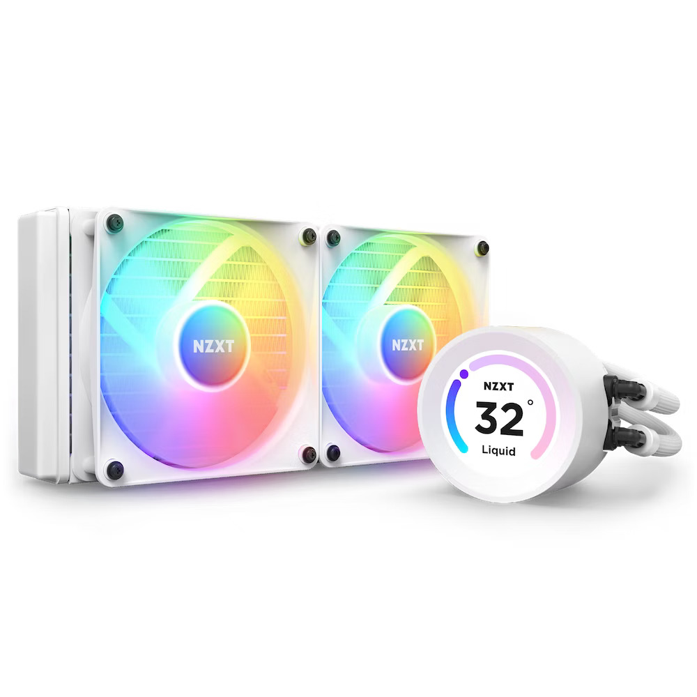 NZXT Kraken 240 Elite RGB - 240mm AIO liquid cooler w/ Display, RGB Controller and RGB Fans (White)