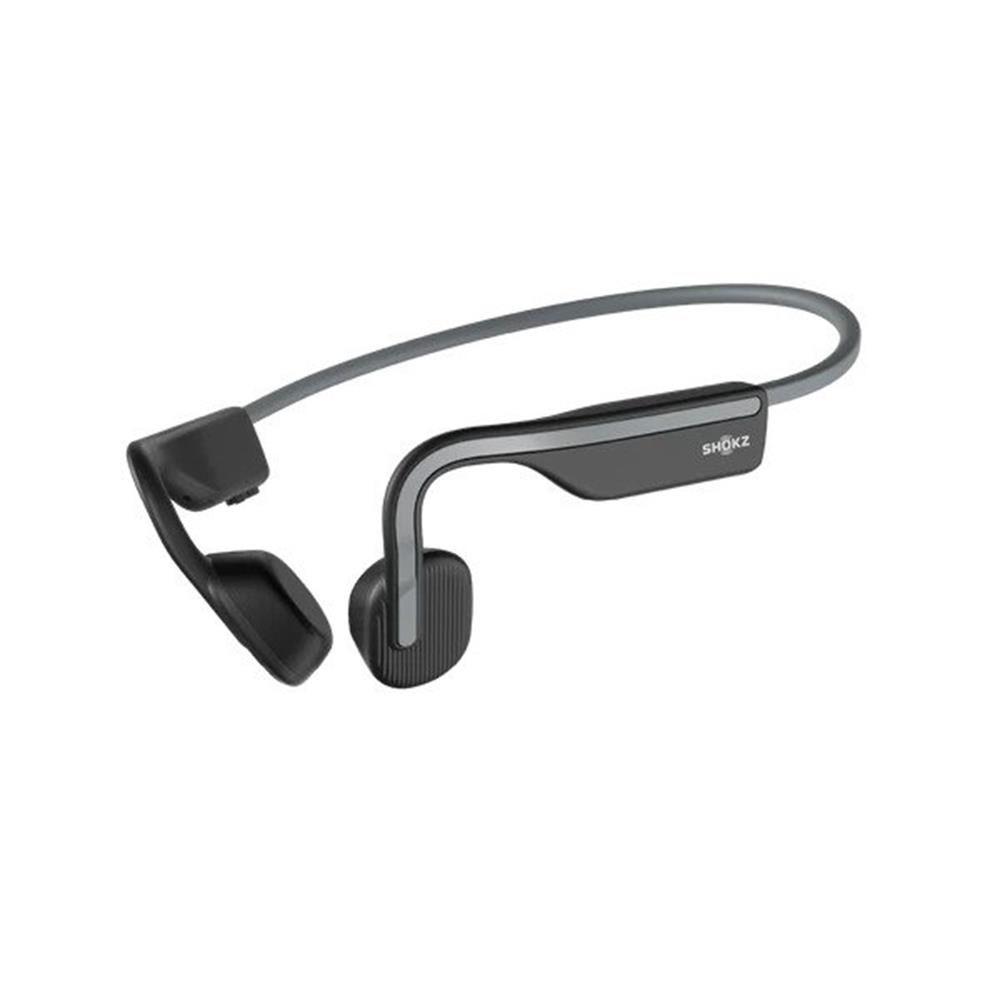 Écouteurs de sport à conduction osseuse Bluetooth SHOKZ OpenMove gris sur l'oreille
