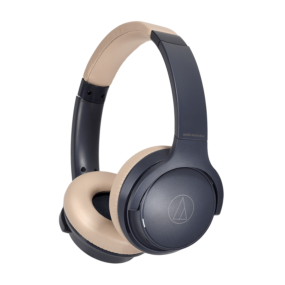 AUDIO-TECHNICA ATH-S220BT Écouteurs supra-auriculaires sans fil, bleu marine, beige