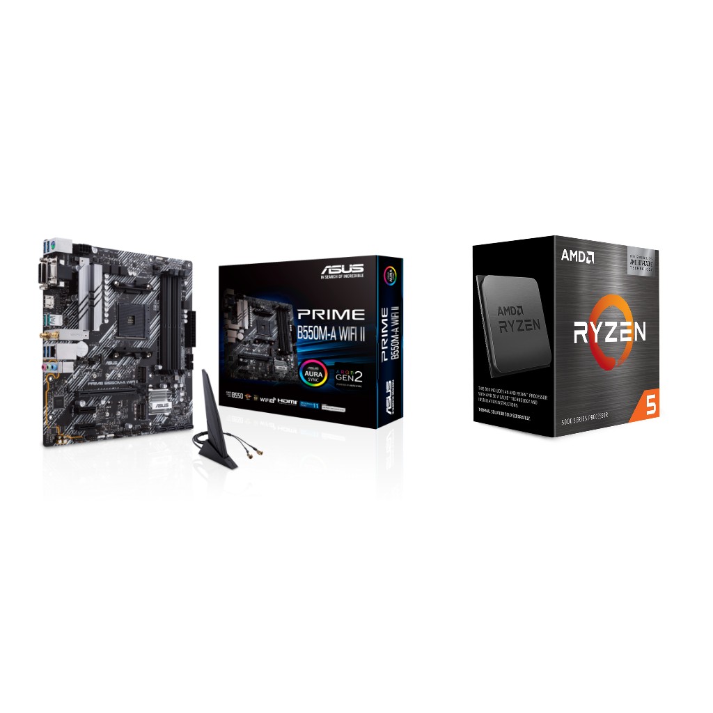 AMD Ryzen 5 5600X3D CPU + ASUS Prime B550M-A WIFI II Carte mère