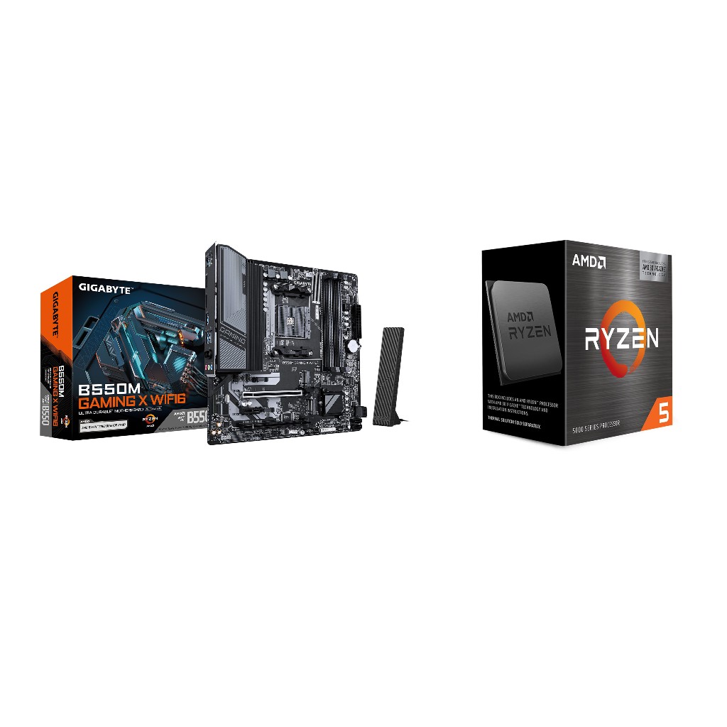 AMD Ryzen 5 5600X3D CPU + GIGABYTE B550M GAMING X WIFI6 Motherboard