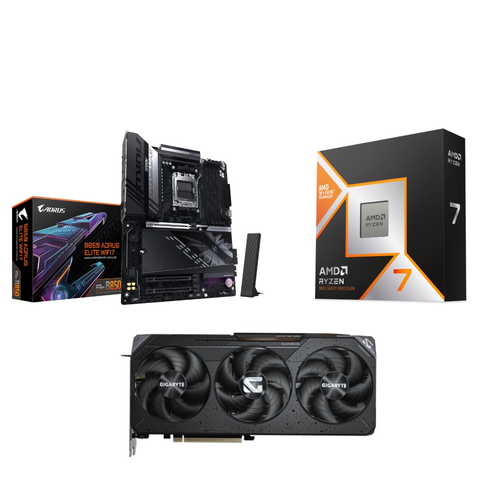AMD R7 9800X3D CPU + GIGABYTE Radeon RX 9070 XT GAMING OC 16G GPU + GIGABYTE B850 AORUS ELITE WIFI7 Motherboard