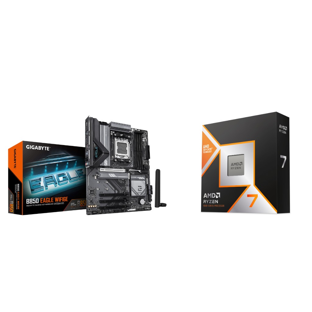 AMD Ryzen 7 9800X3D CPU + GIGABYTE B850 EAGLE WIFI6E Carte Mère
