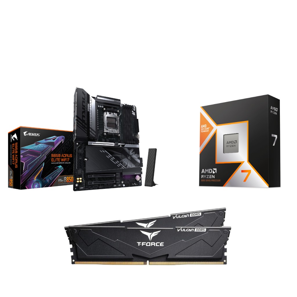 AMD R7 9800X3D CPU + GIGABYTE B850 AORUS ELITE WIFI7 Motherboard + T-Force 32GB D5 6000MHz CL30 RAM