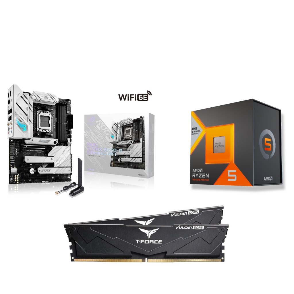AMD R5 7600X3D CPU + ASUS ROG STRIX B650-A GAMING WIFI Motherboard + T-Force 32GB D5 6000MHz CL30 RAM