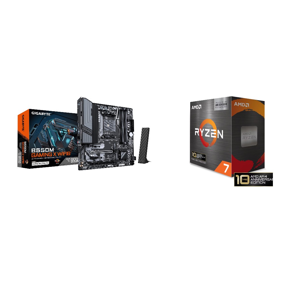 AMD Ryzen 7 5800X3D 10th Anniversary Edition CPU + GIGABYTE B550M GAMING X WIFI6 Motherboard