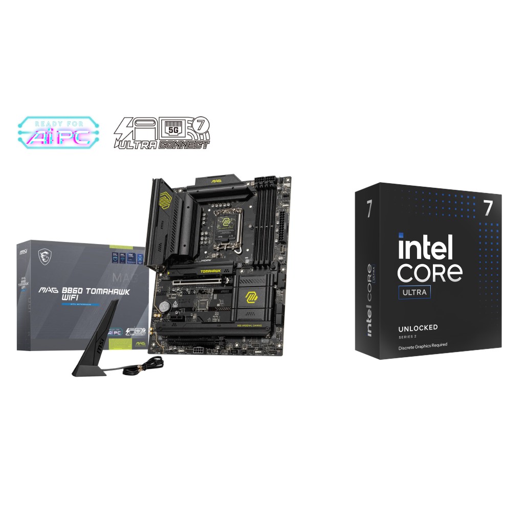Intel Core Ultra 7 265KF CPU + MSI MAG B860 TOMAHAWK WIFI Motherboard
