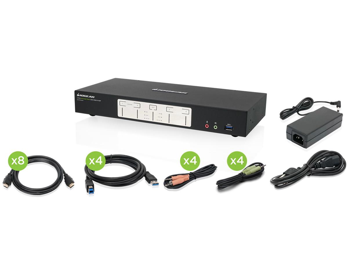 IOGEAR (GCS1944H) KVMP DOUBLE VUE 4K 4 PORTS AVEC HDMI