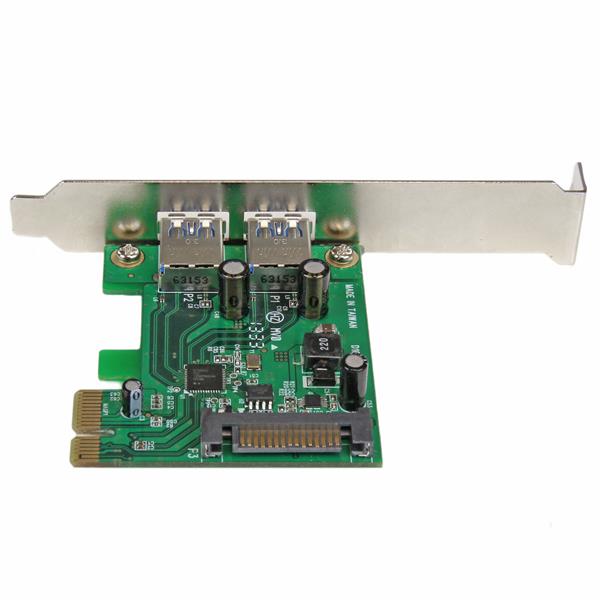 StarTech (PEXUSB3S24) - Carte adaptateur PCI-Express vers 2 ports USB 3.0 SuperSpeed USB 3.0 avec UASP - Alimentation SATA -...