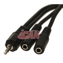 iCAN PC 3.5mm Stereo Audio Splitting Y Cable, 1 Male to 2 Female(Open Box)