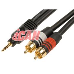 iCAN PREMIUM 3.5mm Stereo Male to 2RCA Male Cable Gold Plated, 15 ft(Open Box)