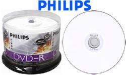 Philips DVD-R 16 X 4.7GB White Hub Inkjet Printable Surface Cake Box 50 Packs (DM4I6B50F/17)