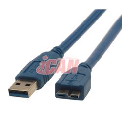 iCAN USB3.0 A Male to MicroB Male 5Gbps 24/28AWG Cable - 3 ft.