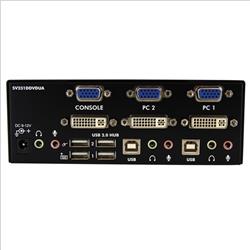 StarTech SV231DDVDUA, 2 Port DVI VGA Dual Monitor KVM Switch USB with Audio & USB 2.0 Hub