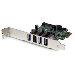 StarTech (PEXUSB3S4V) - Carte adaptateur contrôleur PCI-E vers 4 ports USB 3.0 SuperSpeed - Alimentation SATA - Profil bas