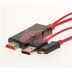 iCAN MHL Micro USB to HDMI Link with USB A Male Power in cable - 6ft (MHL-MM-U-06)